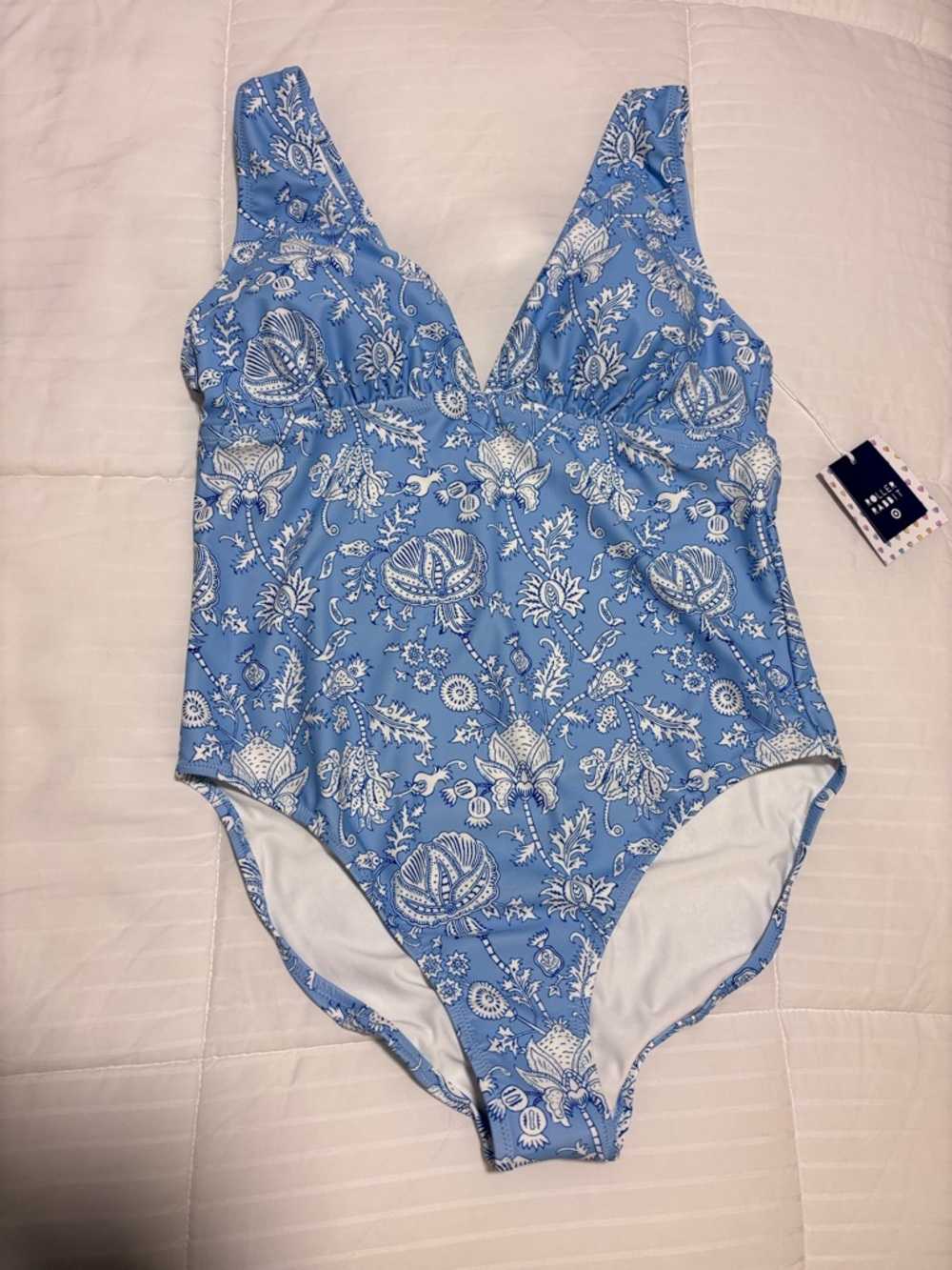 Roller Rabbit x Target Women’s Floral Vines Empire Waist One Piece Swimsuit Blue - Picture 2 of 12